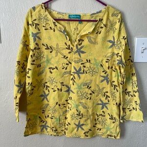 FRESH PRODUCE YELLOW / STARFISH SAND DOLLARS TUNIC TOP 100% COTTON